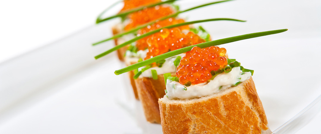 baguette with Pink Salmon Caviar